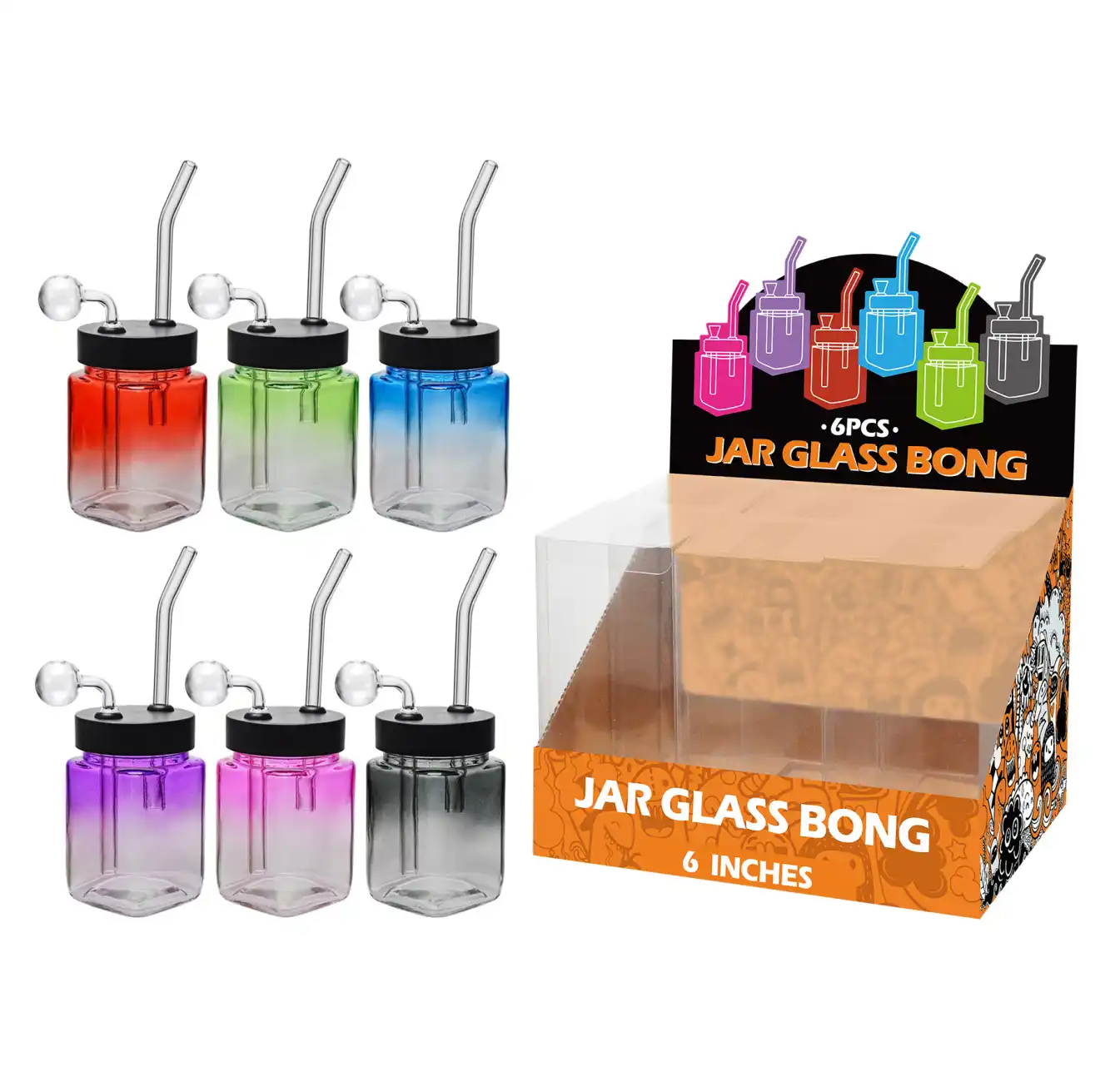 8inch square 6in1 oil burner-MS0201B Gradient Mixed Colors Glass Square Oil Burner 8inch-MS0201B - Image 1