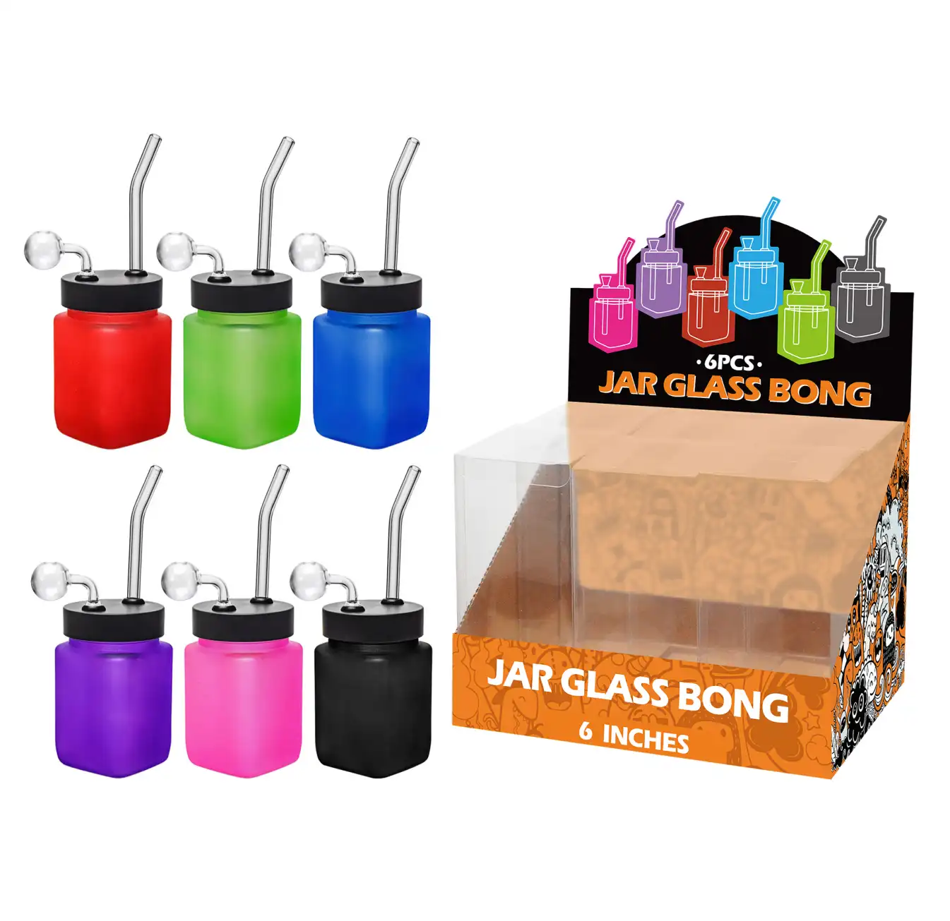 8inch square 6in1 oil burner-MS1001B Matt Mixed Colors Glass Square Oil Burner 8inch-MS1001B - Image 1