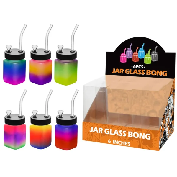 Matt Paint Mixed Colors Glass Square Waterpipe 8inch-MS1201F