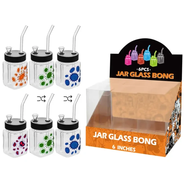 Virus Decal Glass Square Waterpipe 8inch-MS3007F