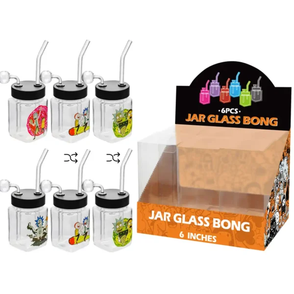 Mixed Rick and Morty Decal Glass Square Oil Burner 8inch-MS3010B