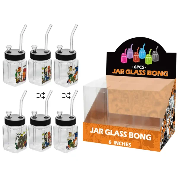 The Simpsons Decal Glass Square Waterpipe 8inch-MS3011F