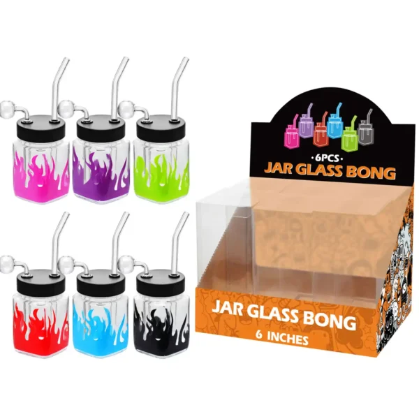 Mixed Flame Decal Glass Square Oil Burner 8inch-MS3102B