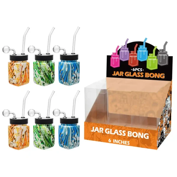 Mixed Colors Water Transfer Printing Glass Square Oil Burner 8inch-MS5401B