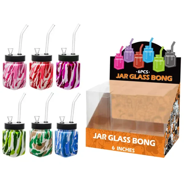 Mixed Colors Texture Pattern Water Transfer Printing Glass Square Waterpipe 8inch-MS5501F