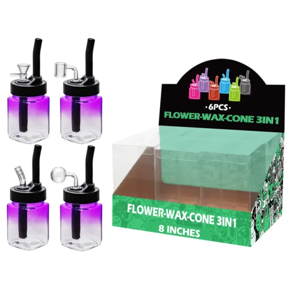 Gradient Purple Painting Glass Mutli-function Waterpipe 8inch-TA0204(F/R/B/Q )