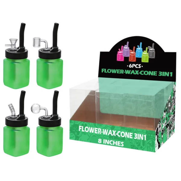 Green Matt Painting Glass Mutli-function Waterpipe 8inch-TA1002(F/R/B/Q )