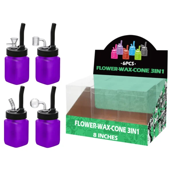 Purple Matt Painting Glass Mutli-function Waterpipe 8inch-TA1004(F/R/B/Q )