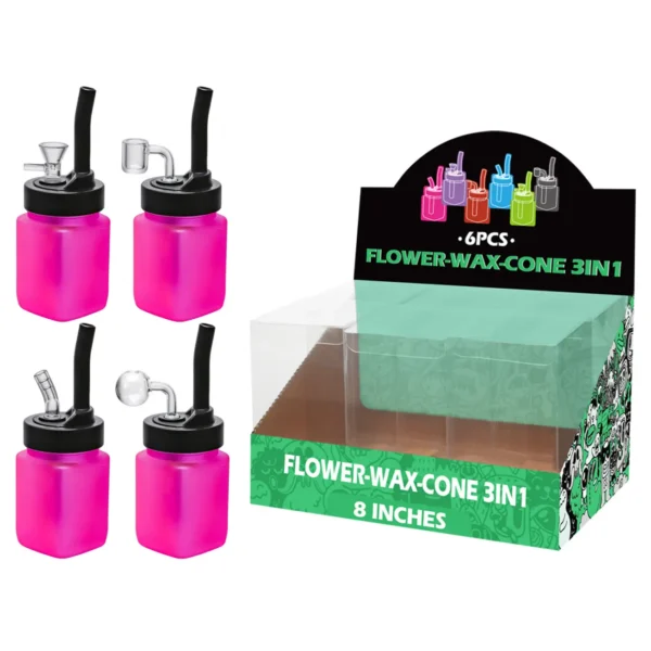 Pink Matt Painting Glass Mutli-function Waterpipe 8inch-TA1005(F/R/B/Q )