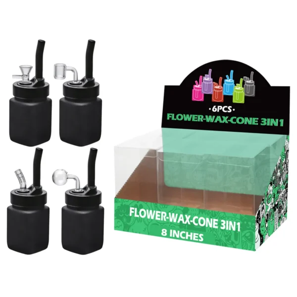 Black Matt Painting Glass Mutli-function Waterpipe 8inch-TA1006(F/R/B/Q )