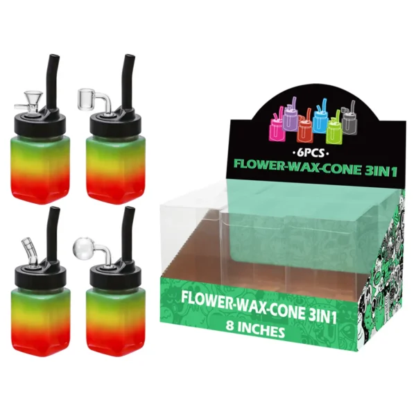 Rasta Matt Painting Glass Mutli-function Waterpipe 8inch-TA1101(F/R/B/Q )