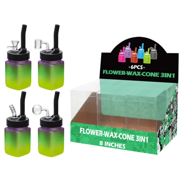 Purple+Green Gradient Matt Painting Glass Mutli-function Waterpipe 8inch-TA1203(F/R/B/Q )