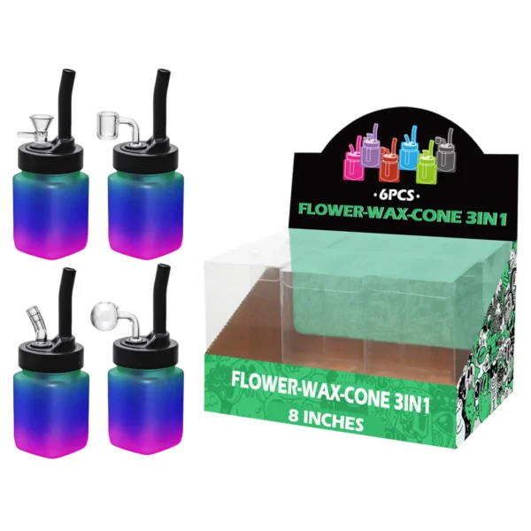 Green+Blue+Purple Gradient Matt Painting Glass Mutli-function Waterpipe 8inch-TA1212(F/R/B/Q )