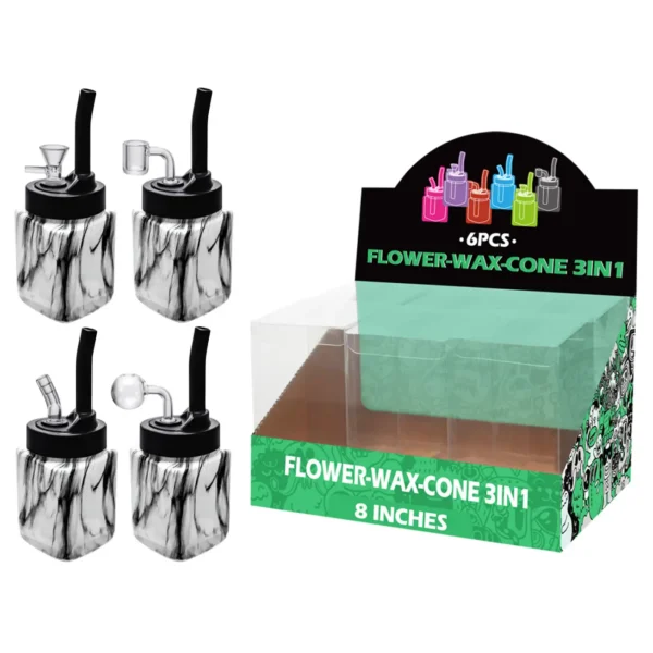 Black Water Transfer Printing Glass Mutli-function Waterpipe 8inch-TA5305(F/R/B/Q )
