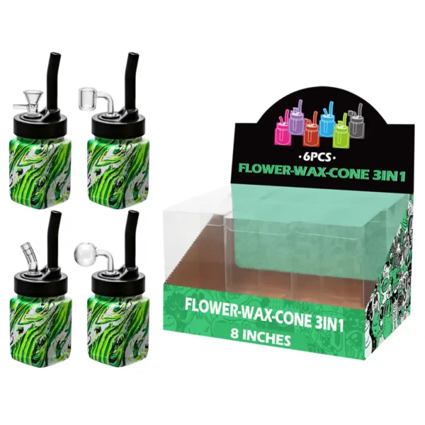 Green Water Transfer Printing Glass Mutli-function Waterpipe 8inch-TA5402(F/R/B/Q )