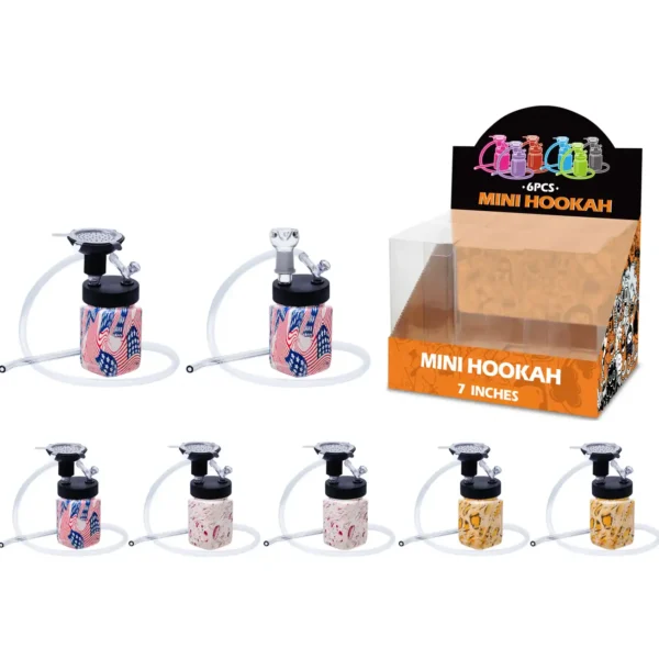 Mixed Color Water Transfer Printing Hookah&Waterpipe 2in1 7inch-MH50001W/H/T