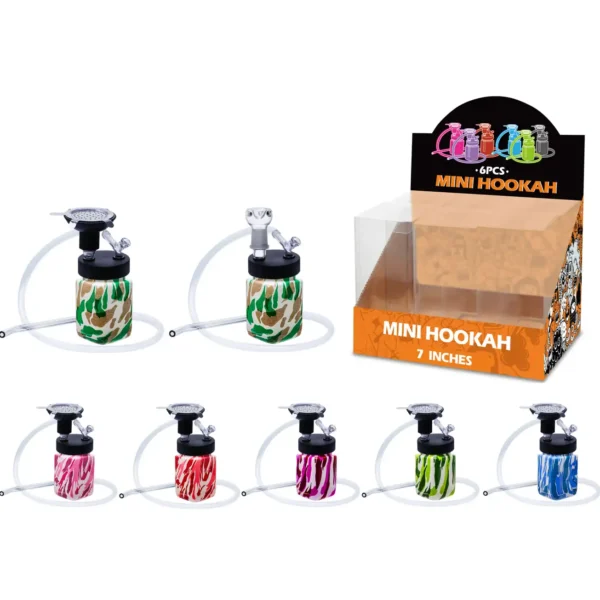 Mixed Color Water Transfer Printing Hookah&Waterpipe 2in1 7inch-MH55001W/H/T